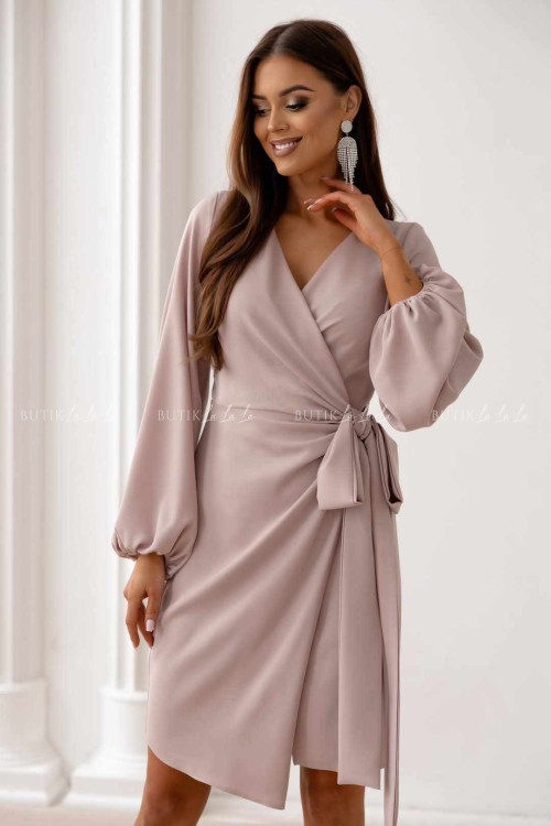 Sukienka z długim rękawem kawowa Auorie