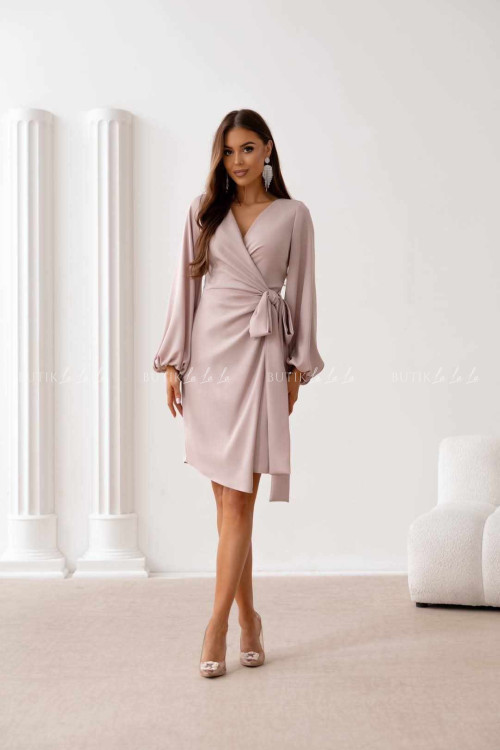 Sukienka z długim rękawem kawowa Auorie 2