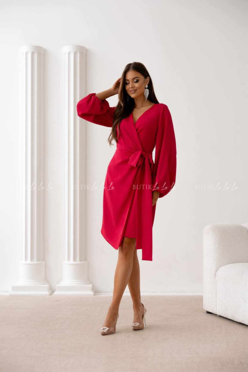 Sukienka z długim rękawem koralowa Auorie