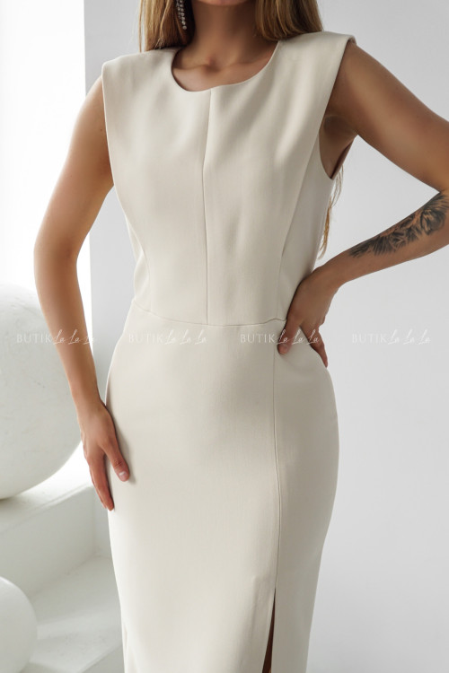 Sukienka midi jasno beżowa Samanta