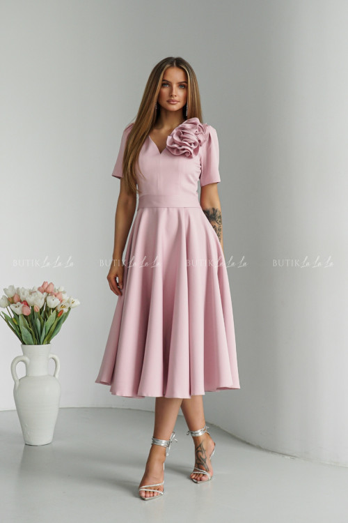 Sukienka midi pudrowa Nathaly 5