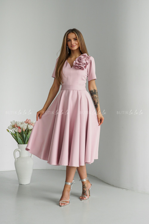 Sukienka midi pudrowa Nathaly 3