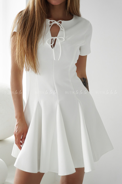 sukienka śmietankowa z kokardkami Lisa