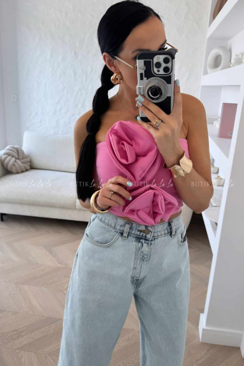 Top różowy z różą Rosses 1