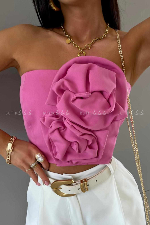 Top różowy z różą Rosses