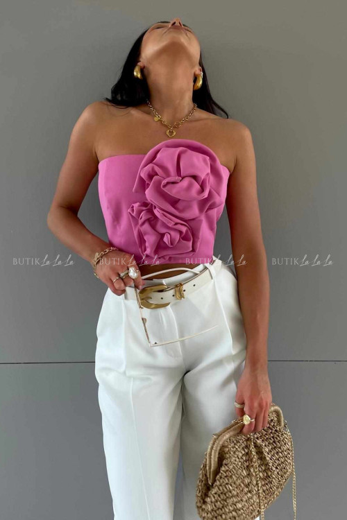 Top różowy z różą Rosses 3