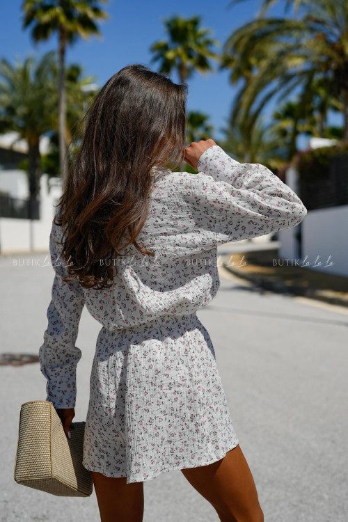 Komplet muślinowy w kwiatowy print Milena 1