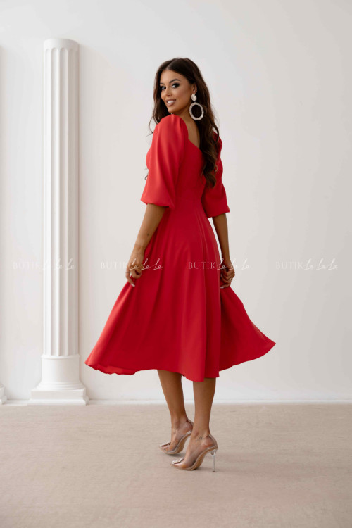 sukienka czerwono koralowa midi Naomar 2