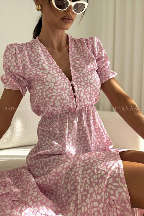 Sukienka różowa w kwiatowy print Slorea 1