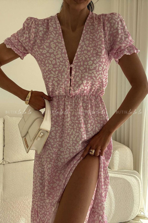 Sukienka różowa w kwiatowy print Slorea 2