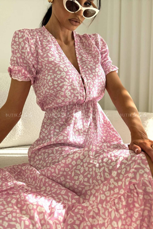 Sukienka różowa w kwiatowy print Slorea 3