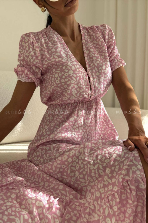 Sukienka różowa w kwiatowy print Slorea 6