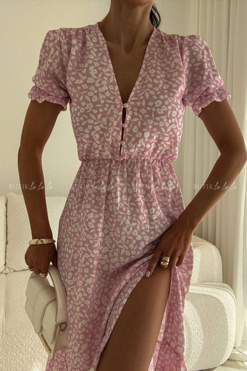 Sukienka różowa w kwiatowy print Slorea 11