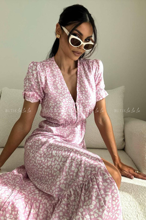 Sukienka różowa w kwiatowy print Slorea