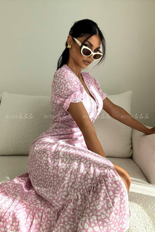 Sukienka różowa w kwiatowy print Slorea 12