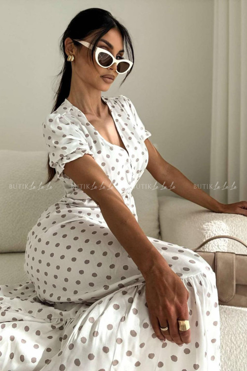 Sukienka biała w groszki Slorea 1