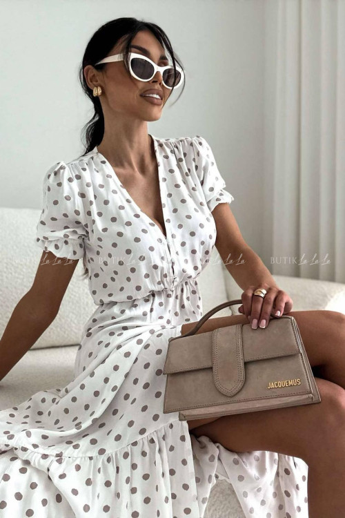 Sukienka biała w groszki Slorea 2