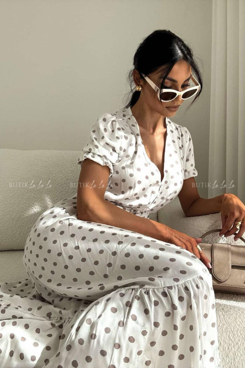 Sukienka biała w groszki Slorea 4