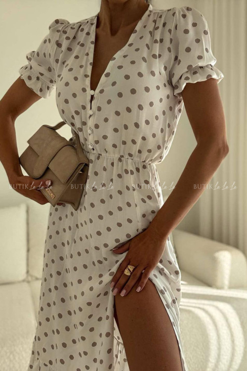 Sukienka biała w groszki Slorea 7