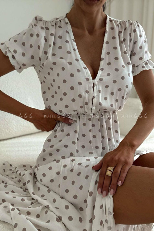 Sukienka biała w groszki Slorea 11