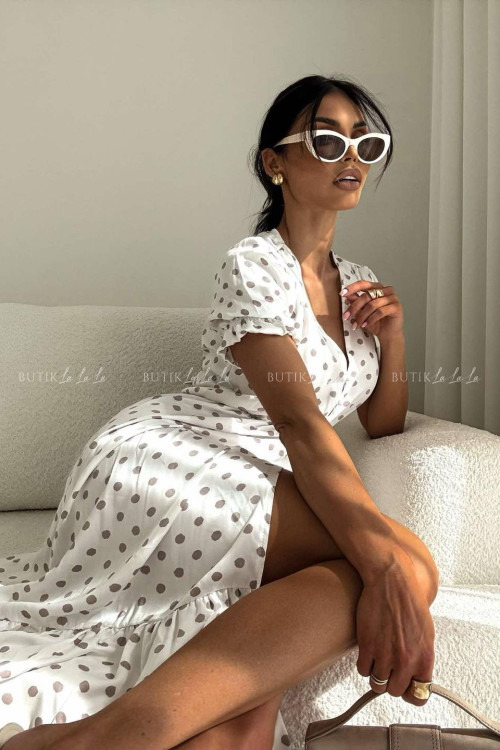 Sukienka biała w groszki Slorea 12