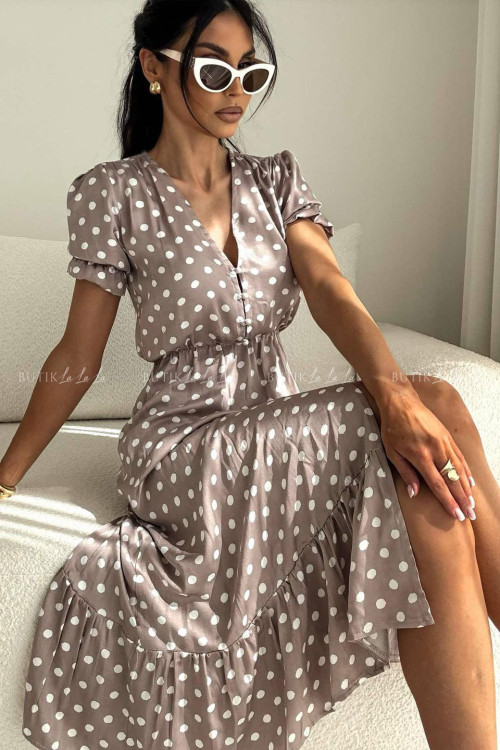 Sukienka beżowa w groszki Slorea