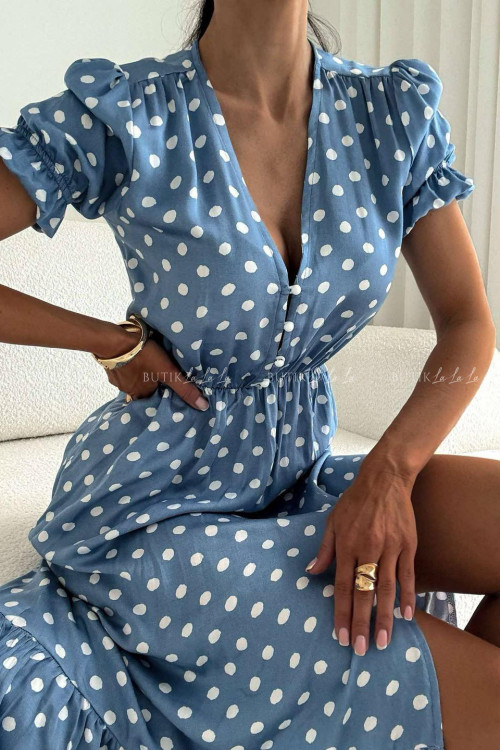 Sukienka niebieska w groszki Slorea