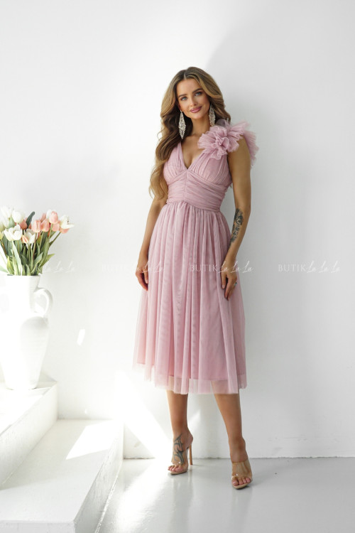 Sukienka midi tiulowa pudrowa Olivia 1
