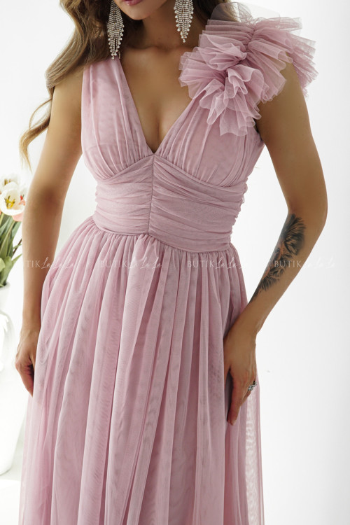 Sukienka midi tiulowa pudrowa Olivia 2