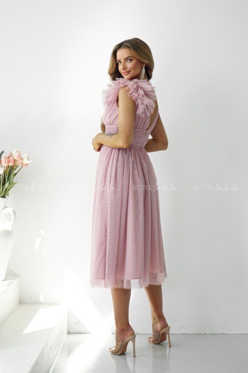 Sukienka midi tiulowa pudrowa Olivia 6