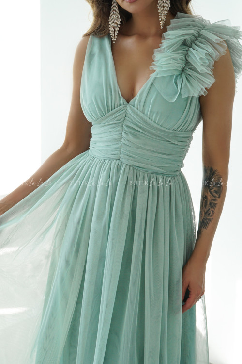 Sukienka midi tiulowa pistacjowa Olivia