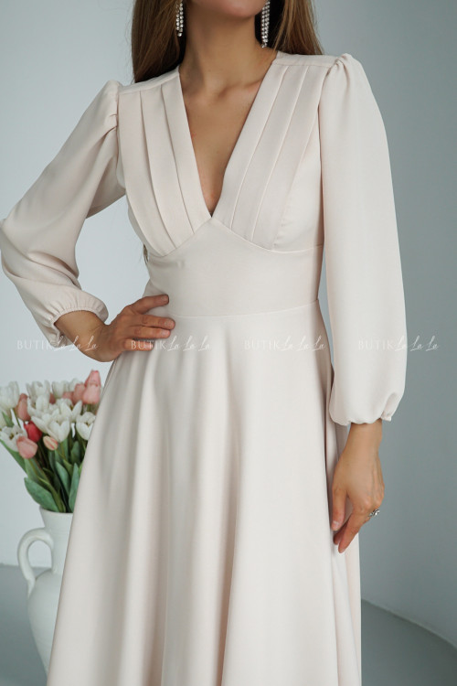 Sukienka midi beżowa Seda