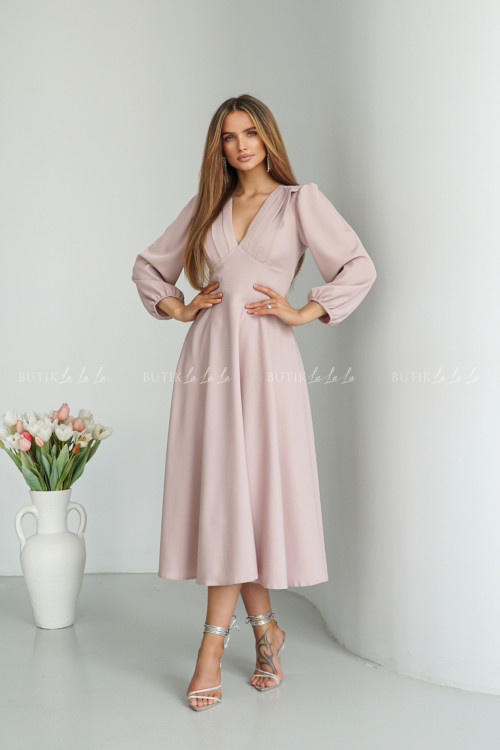 Sukienka midi kawowo pudrowa Seda 5