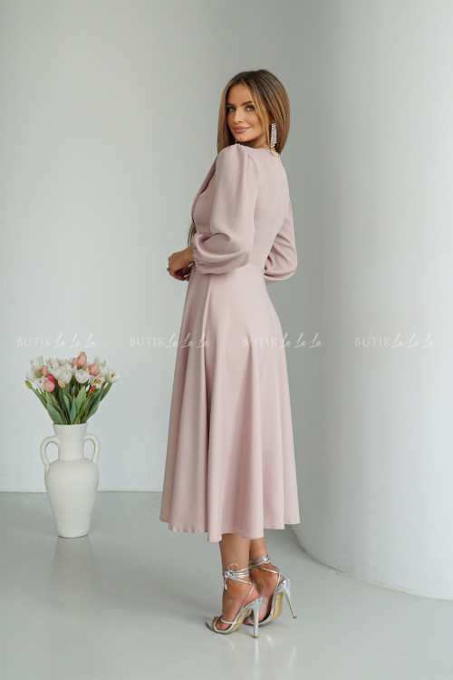 Sukienka midi kawowo pudrowa Seda 3