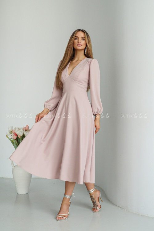 Sukienka midi kawowo pudrowa Seda 2