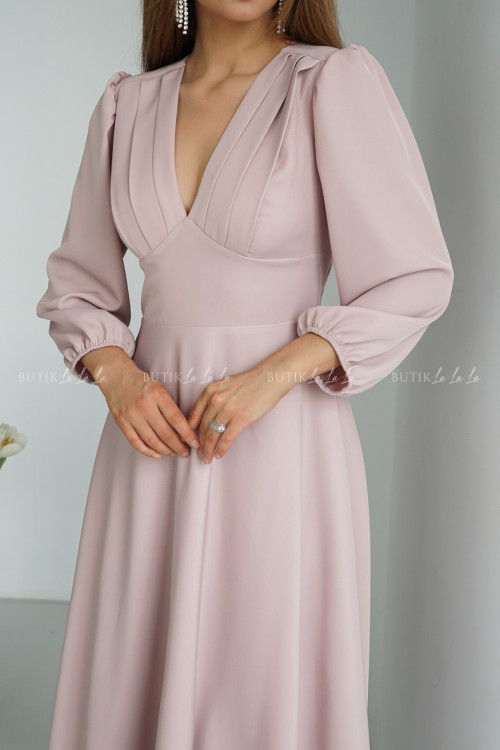 Sukienka midi kawowo pudrowa Seda 1