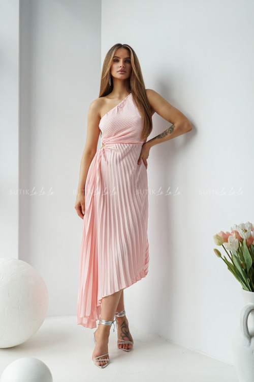 Sukienka plisowana z wycięciem pudrowa Albertyna 5