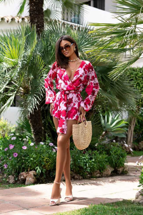 Kombinezon satynowy w kwiatowy print Balancia 2