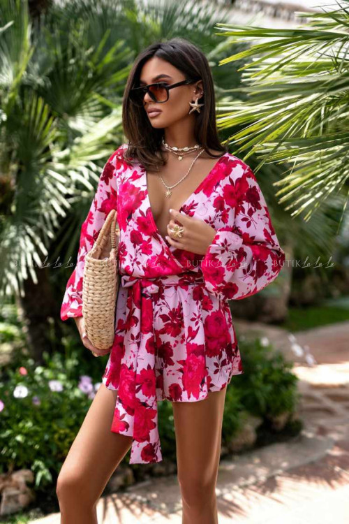 Kombinezon satynowy w kwiatowy print Balancia