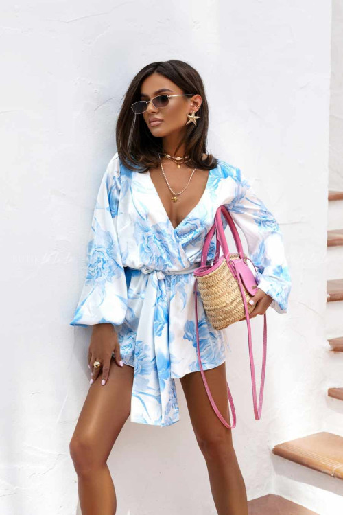 Kombinezon satynowy w kwiatowy print Balancia