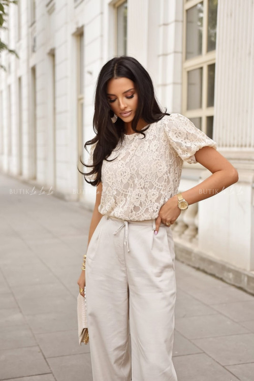Bluzka koronkowa kremowa 1