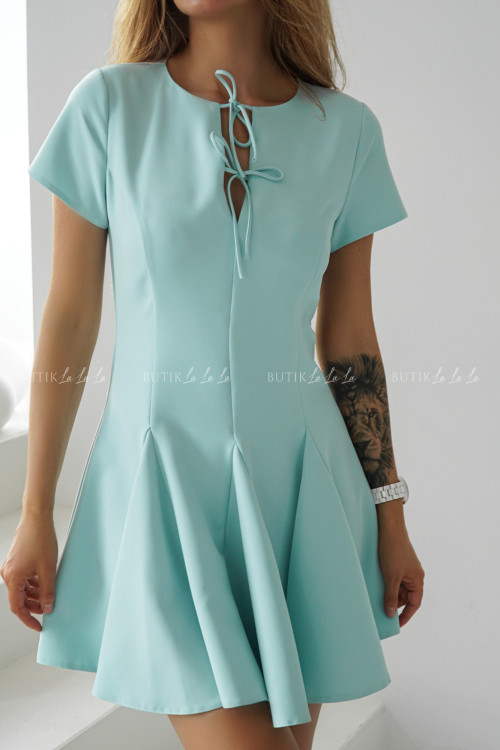 sukienka pistacjowa z kokardkami Lisa