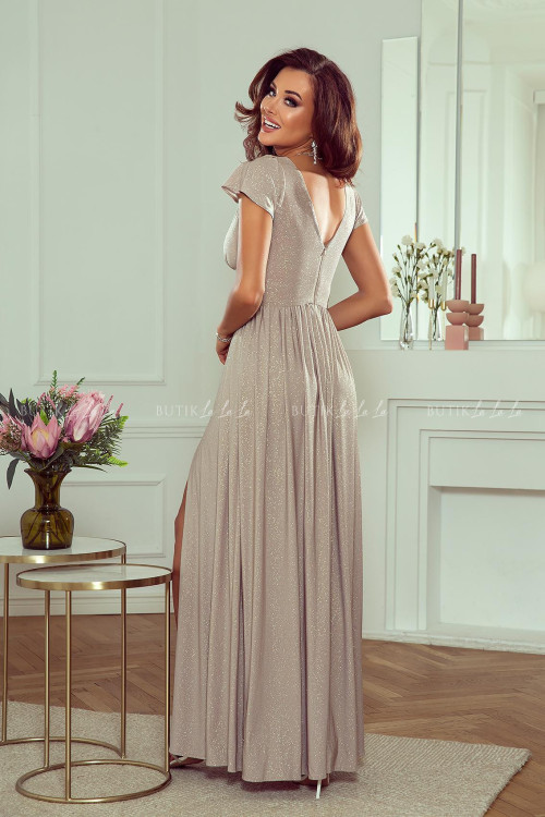 Sukienka maxi brokatowa beżowa Gabriela 2