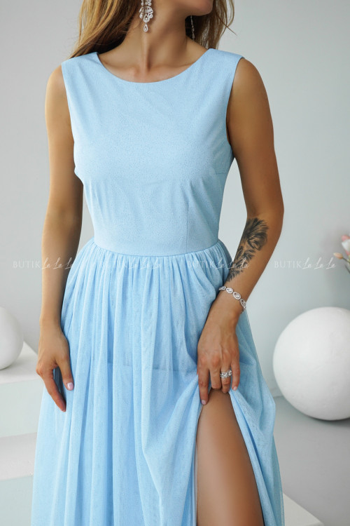 Sukienka maxi tiulowa błękitna Malwina