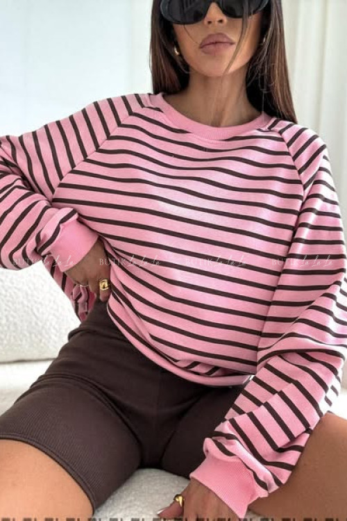 Bluza różowa w brązowe paski Bocca