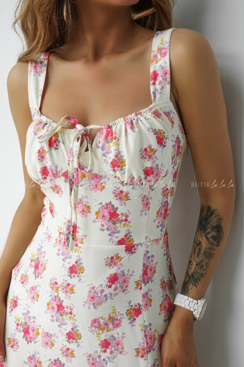 Sukienka jasno żólta w kwiatowy prin Lilie 3