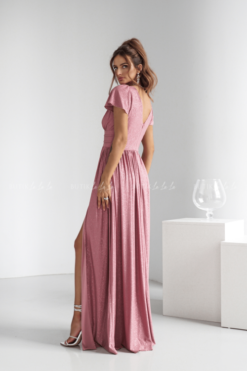 Sukienka maxi brokatowa różowa Gabriela 3