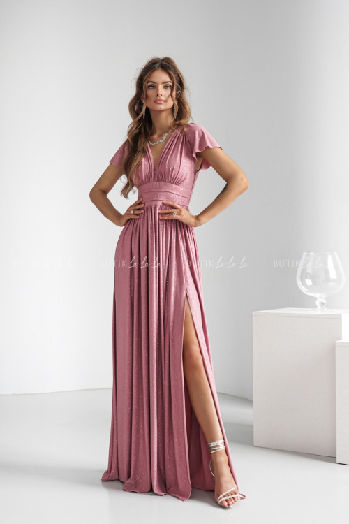 Sukienka maxi brokatowa różowa Gabriela 5