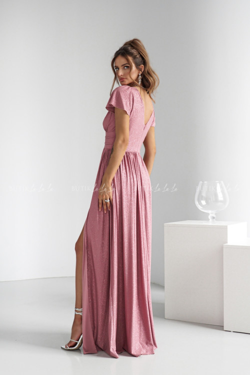 Sukienka maxi brokatowa różowa Gabriela 2