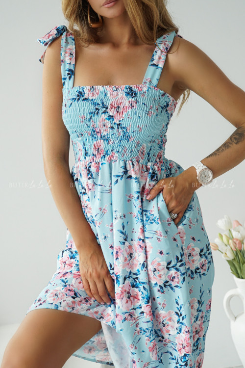 sukienka niebieska w kwiatki San